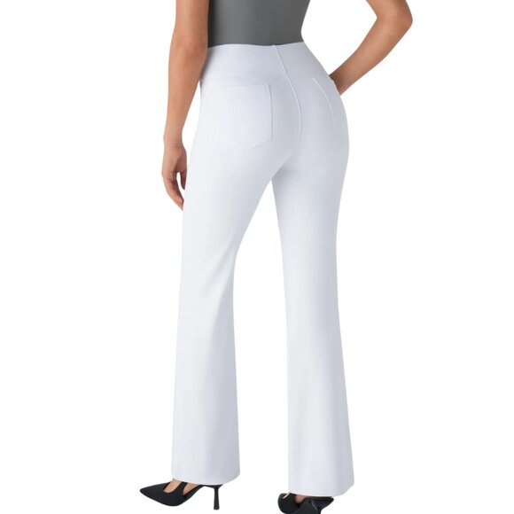 HALARA Flex High Waist Flare Work Pants White Size Large Petite NWOT - Picture 2 of 4